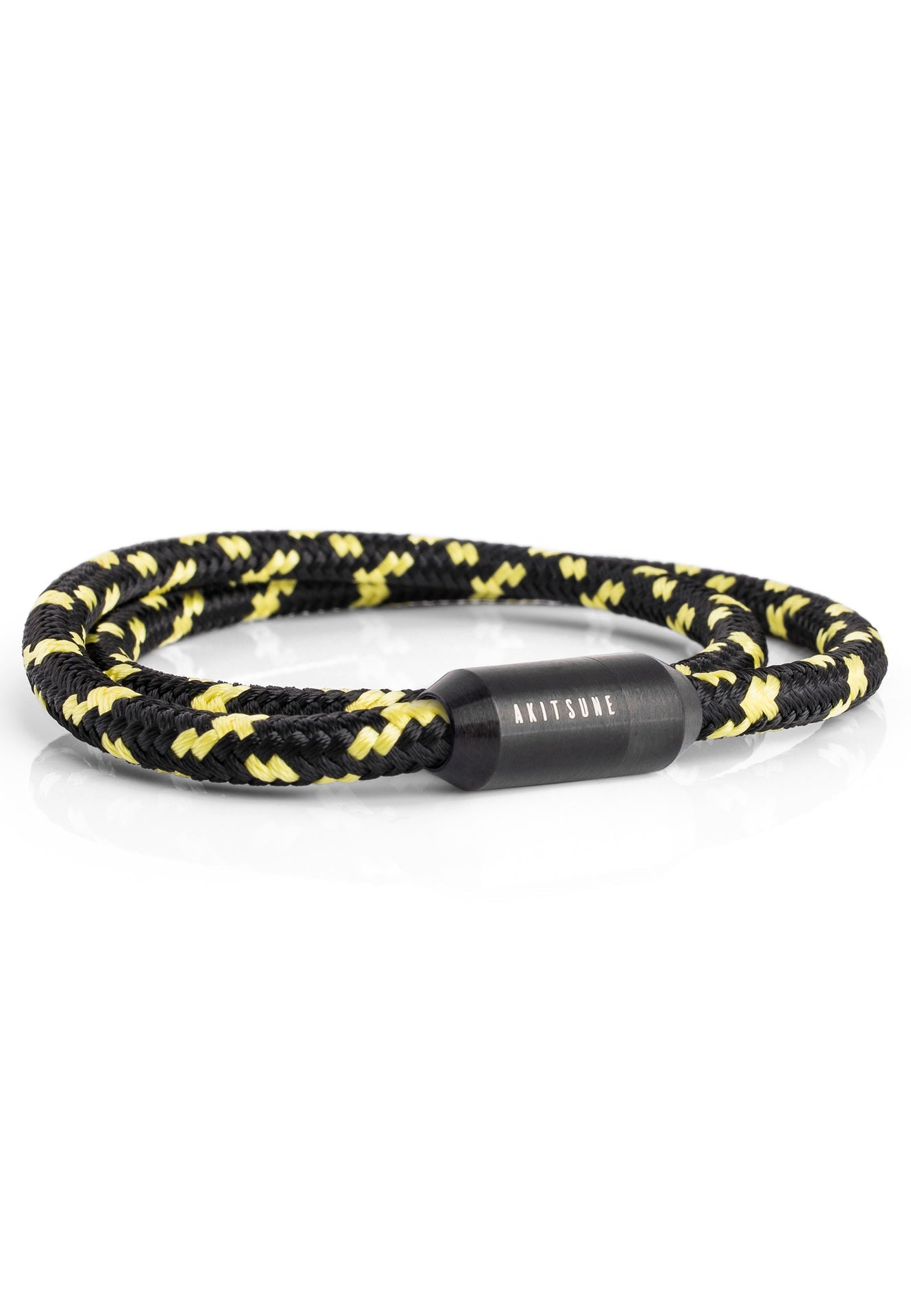 Akitsune-Mare-Nylon-Bracelet-Matte-Black-Black-Yellow-Nautical-Side