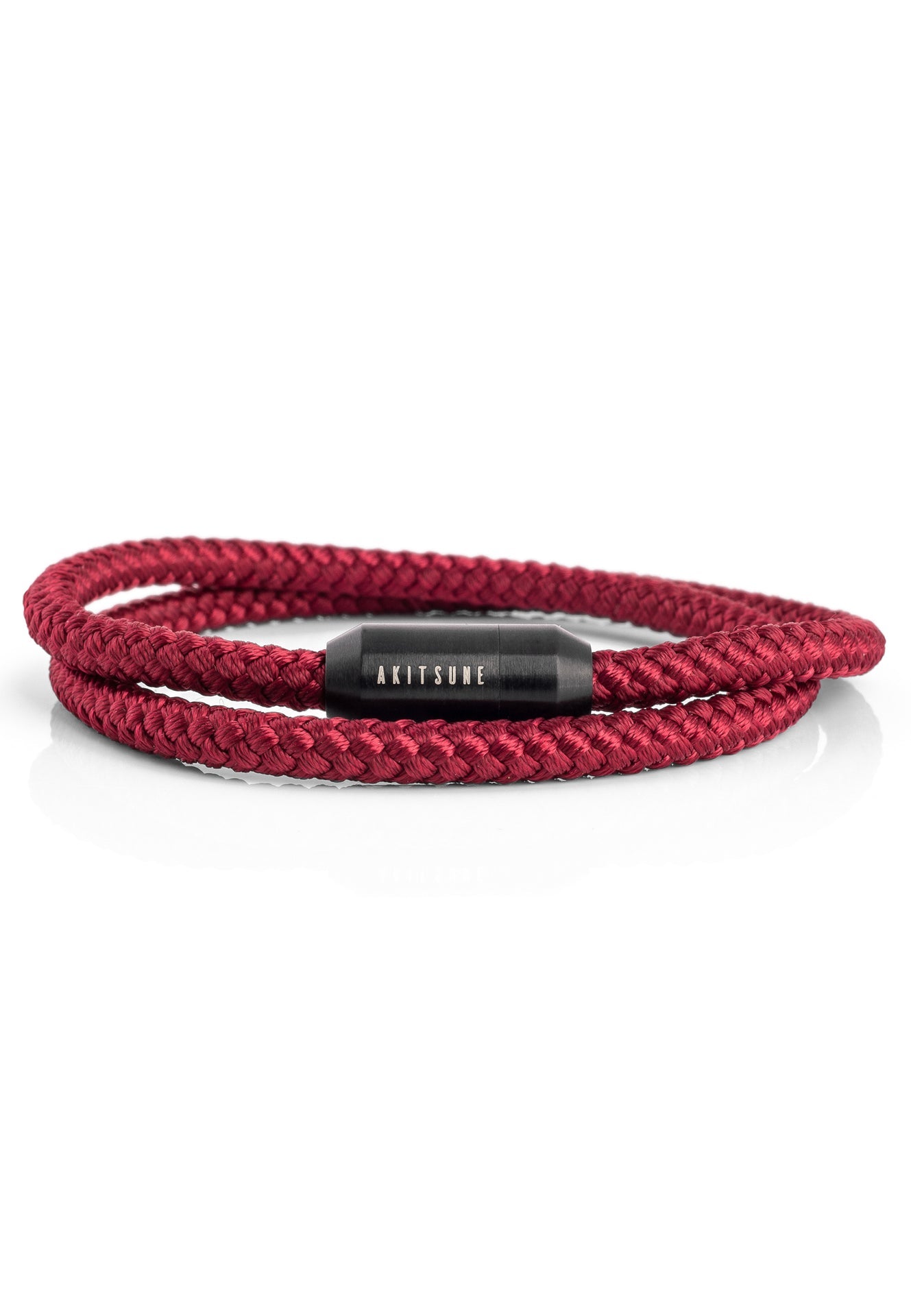 Akitsune-Mare-Nylon-Bracelet-Matte-Black-Maroon-Front