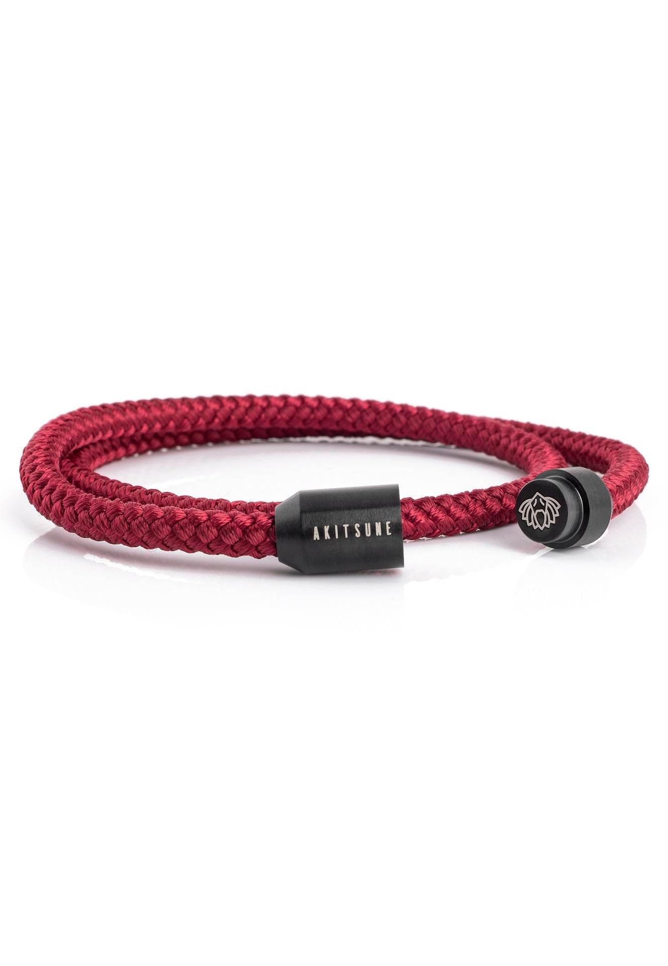 Akitsune-Mare-Nylon-Bracelet-Matte-Black-Maroon-Magnetic