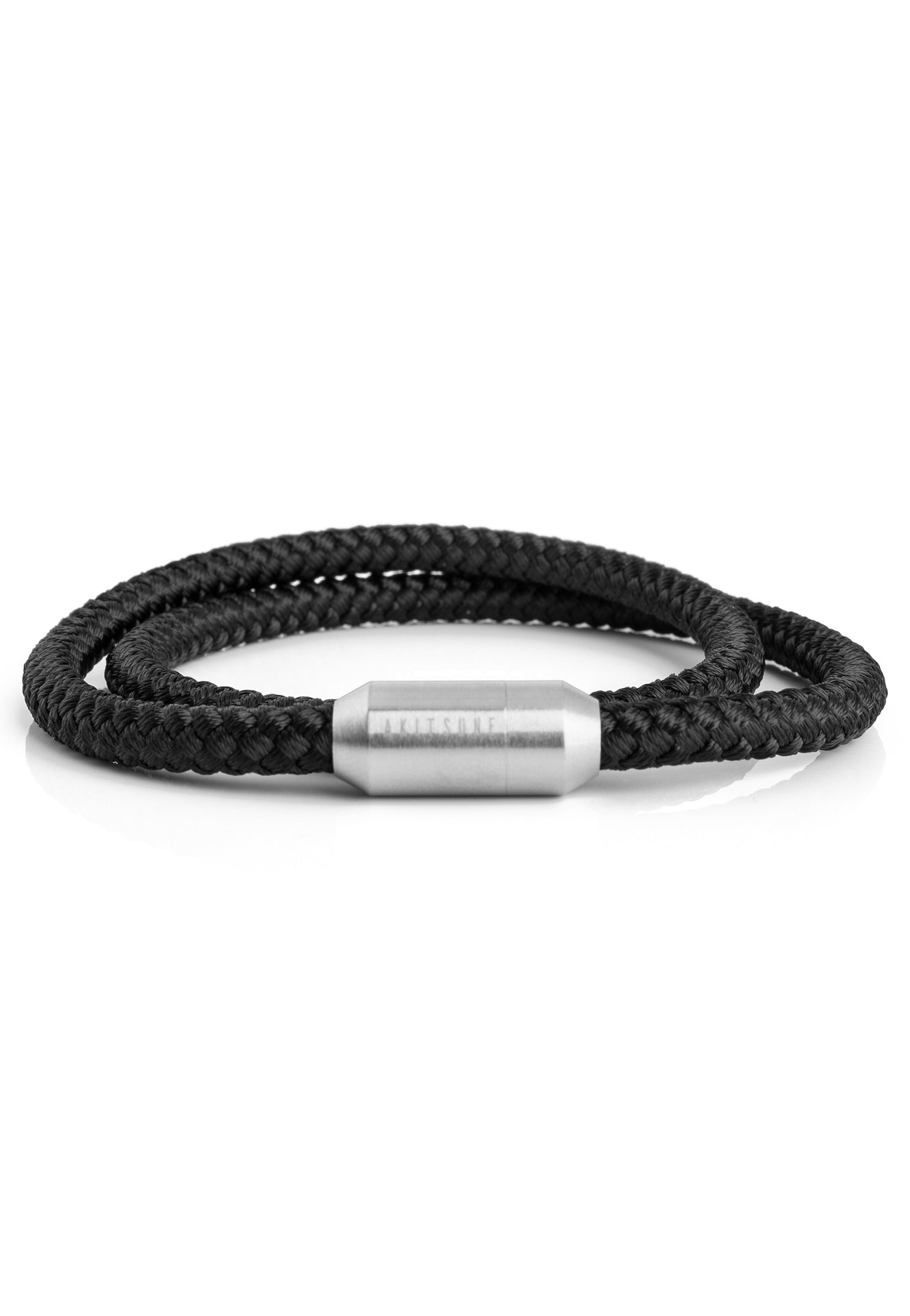 Akitsune-Mare-Nylon-Bracelet-Matte-Silver-Black-Front