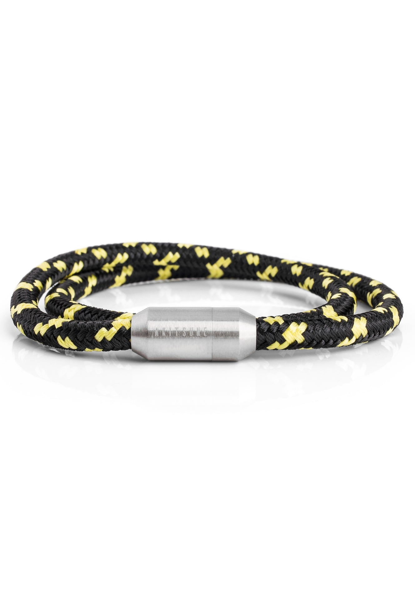 Akitsune-Mare-Nylon-Bracelet-Matte-Silver-Black-Yellow-Front