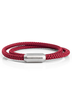 Akitsune-Mare-Nylon-Bracelet-Matte-Silver-Maroon-Front