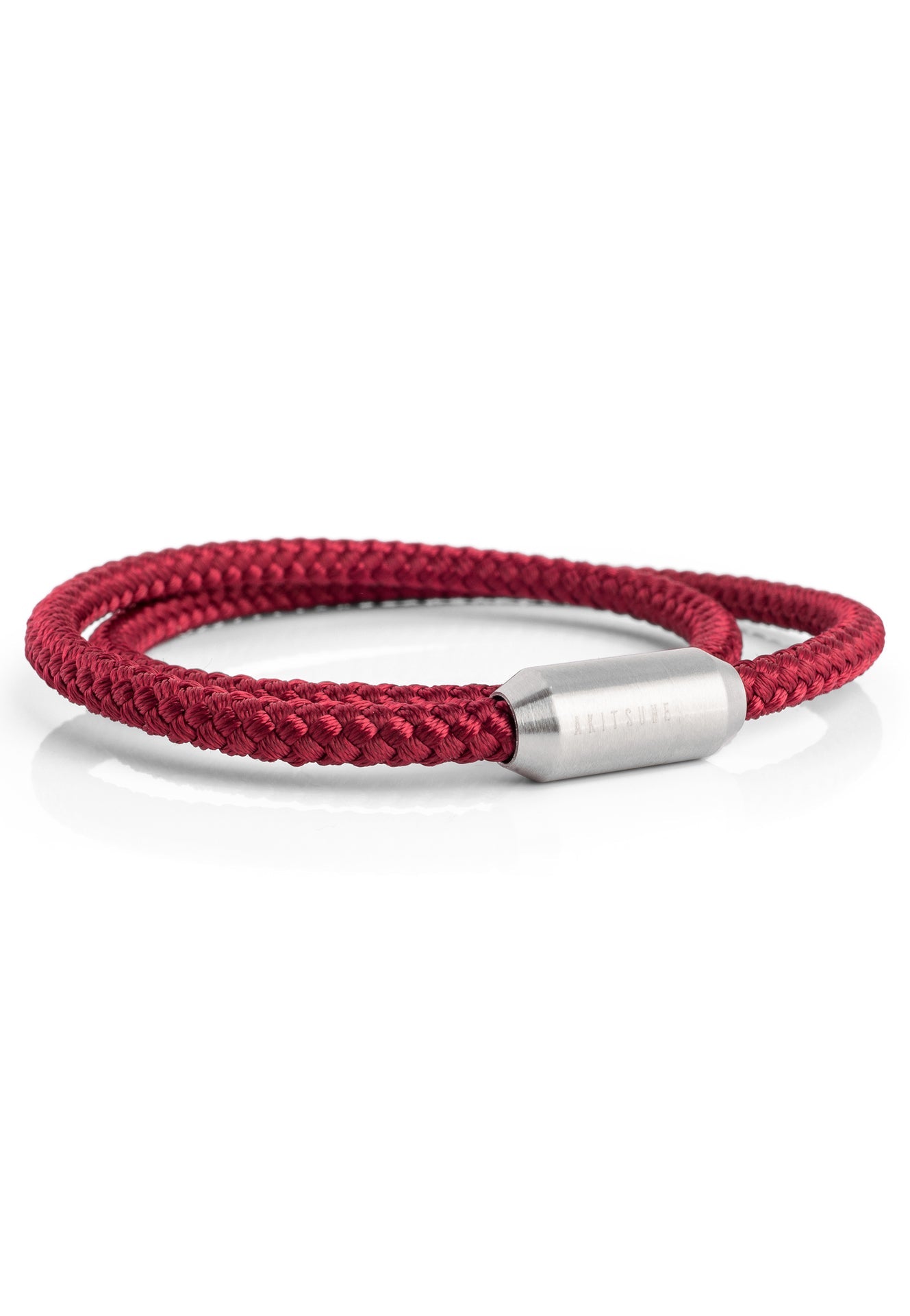 Akitsune-Mare-Nylon-Bracelet-Matte-Silver-Maroon-Side