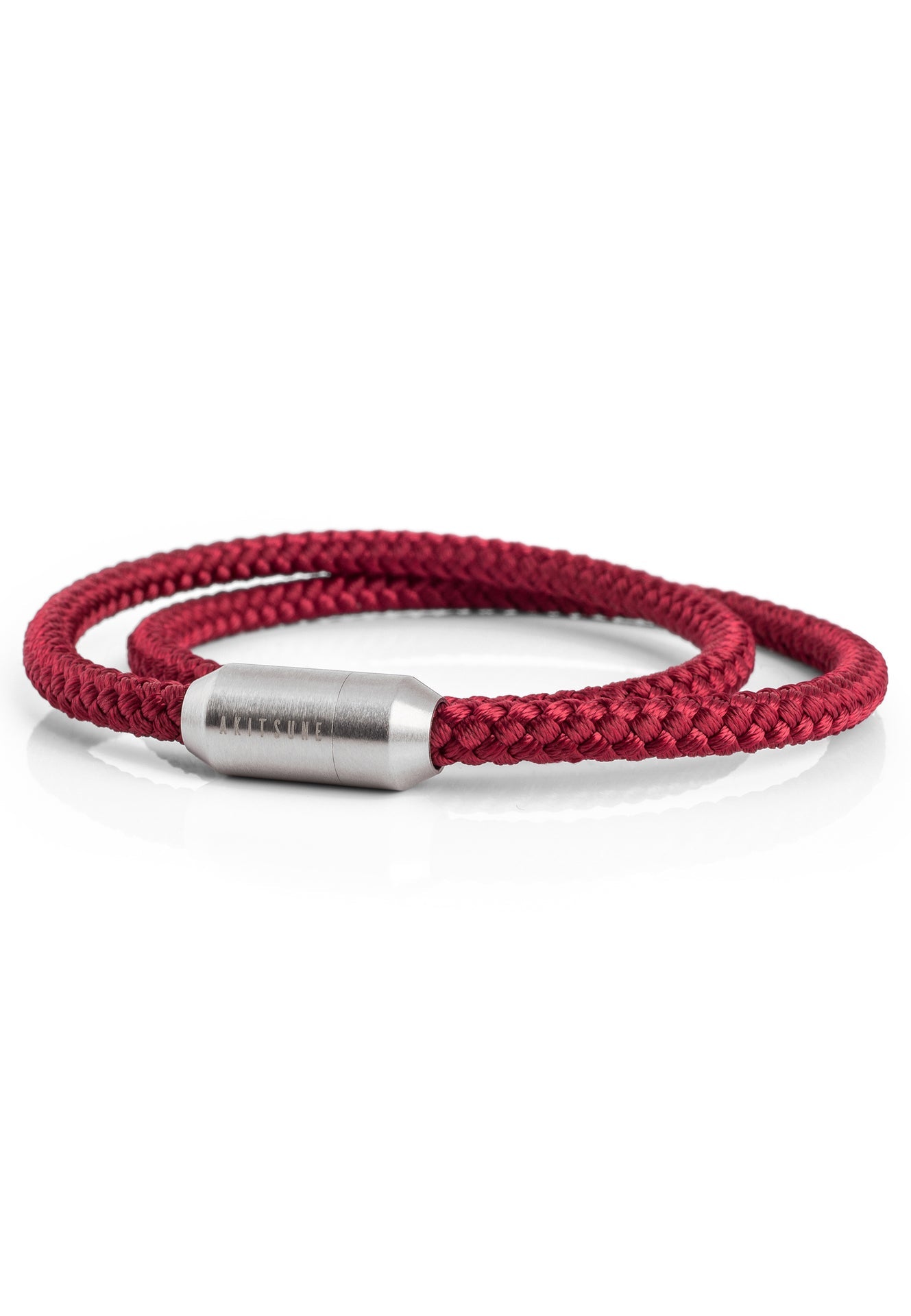 Akitsune-Mare-Nylon-Bracelet-Matte-Silver-Maroon