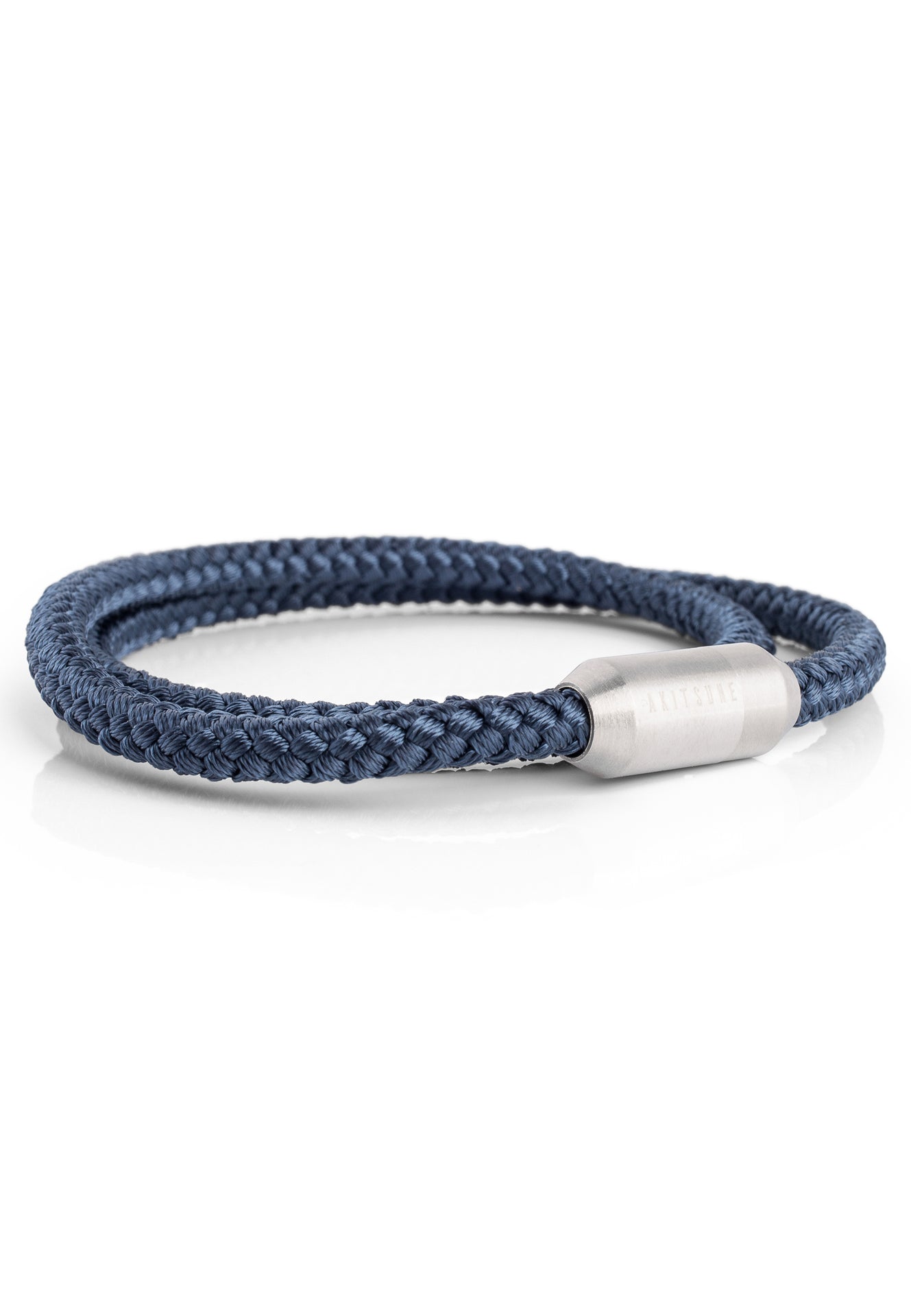 Akitsune-Mare-Nylon-Bracelet-Matte-Silver-Navyblue-Side