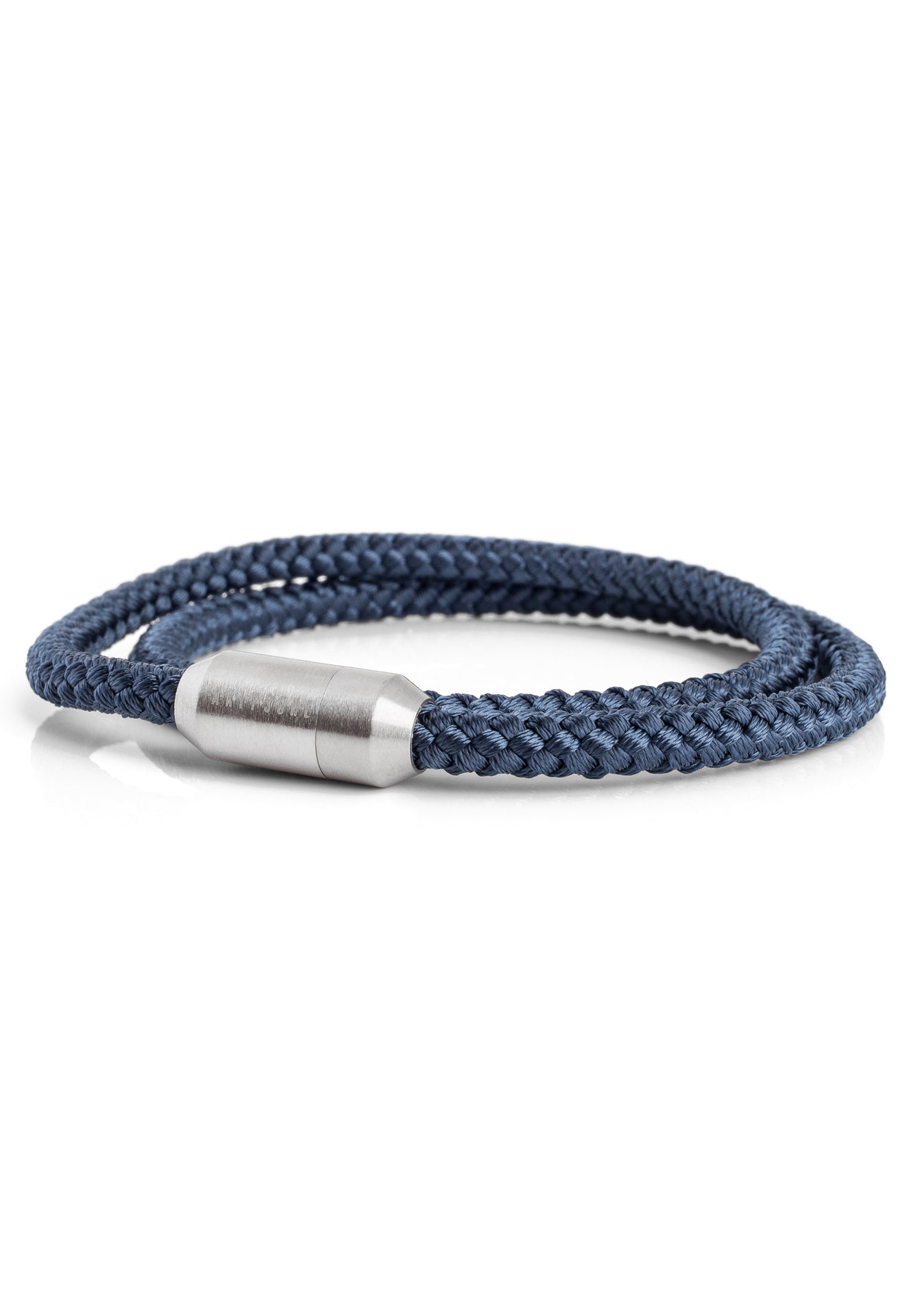 Akitsune-Mare-Nylon-Bracelet-Matte-Silver-Navyblue