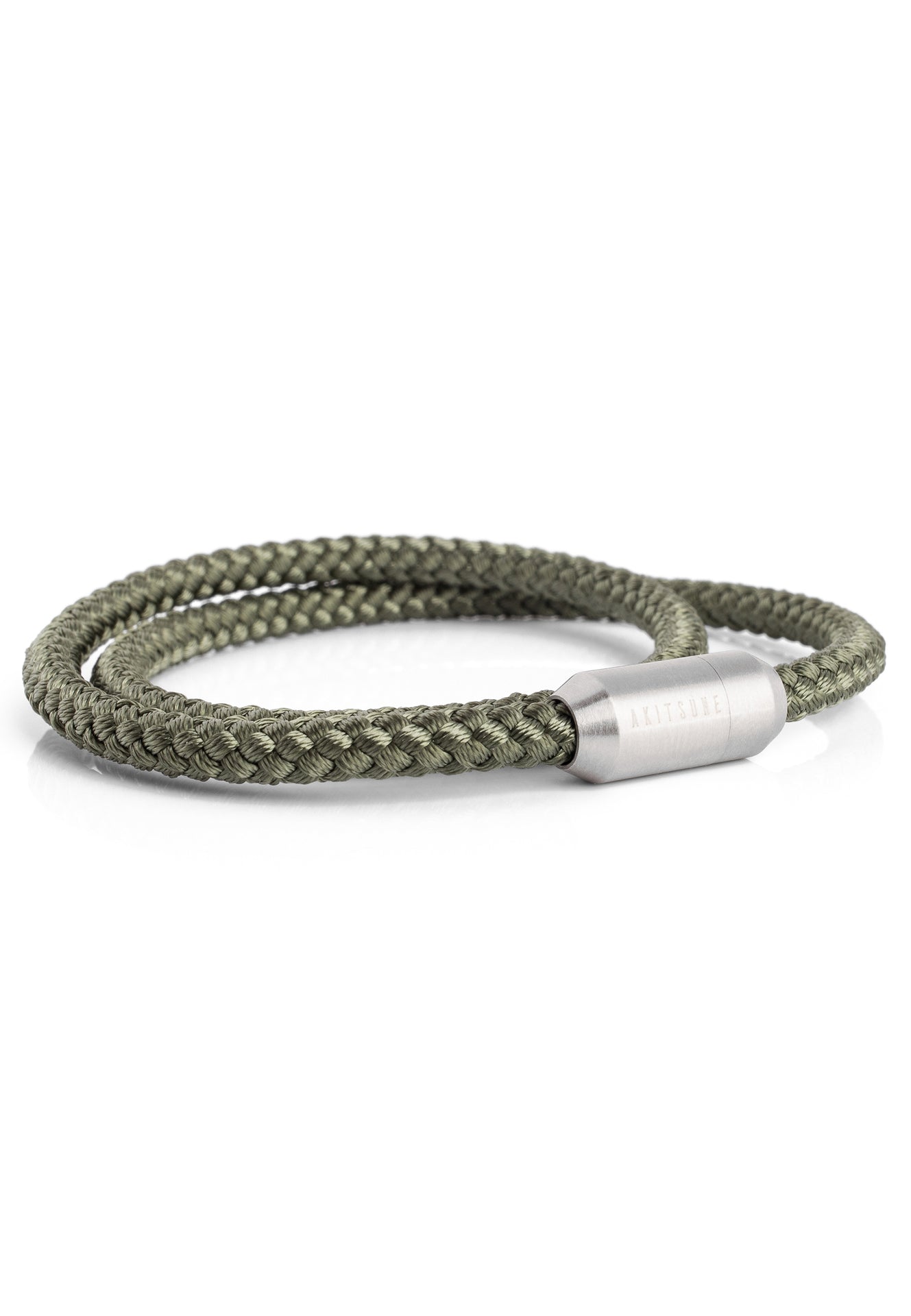 Akitsune-Mare-Nylon-Bracelet-Matte-Silver-Olive-Side