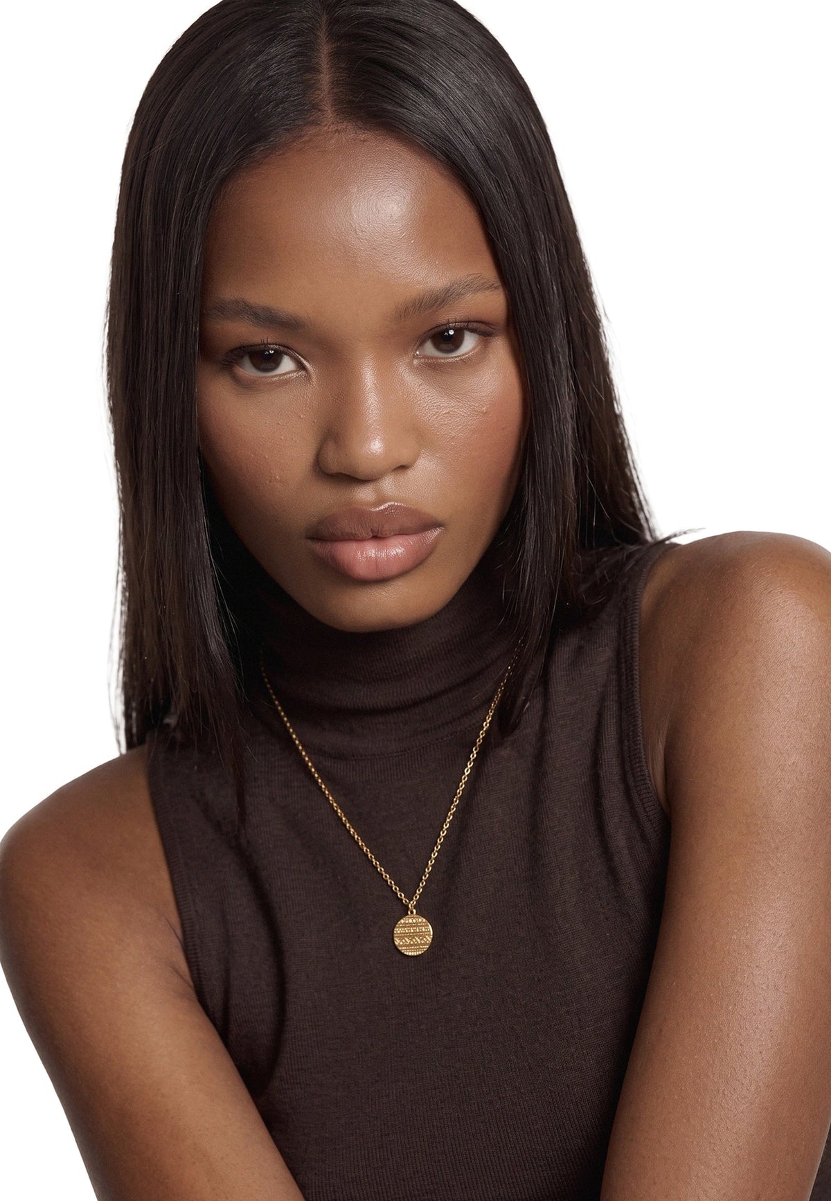 Akitsune Miraya Necklace gold tone, worn by a model