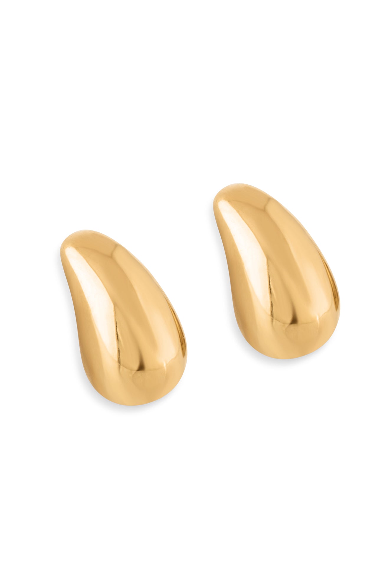 Gold earrings on a white background