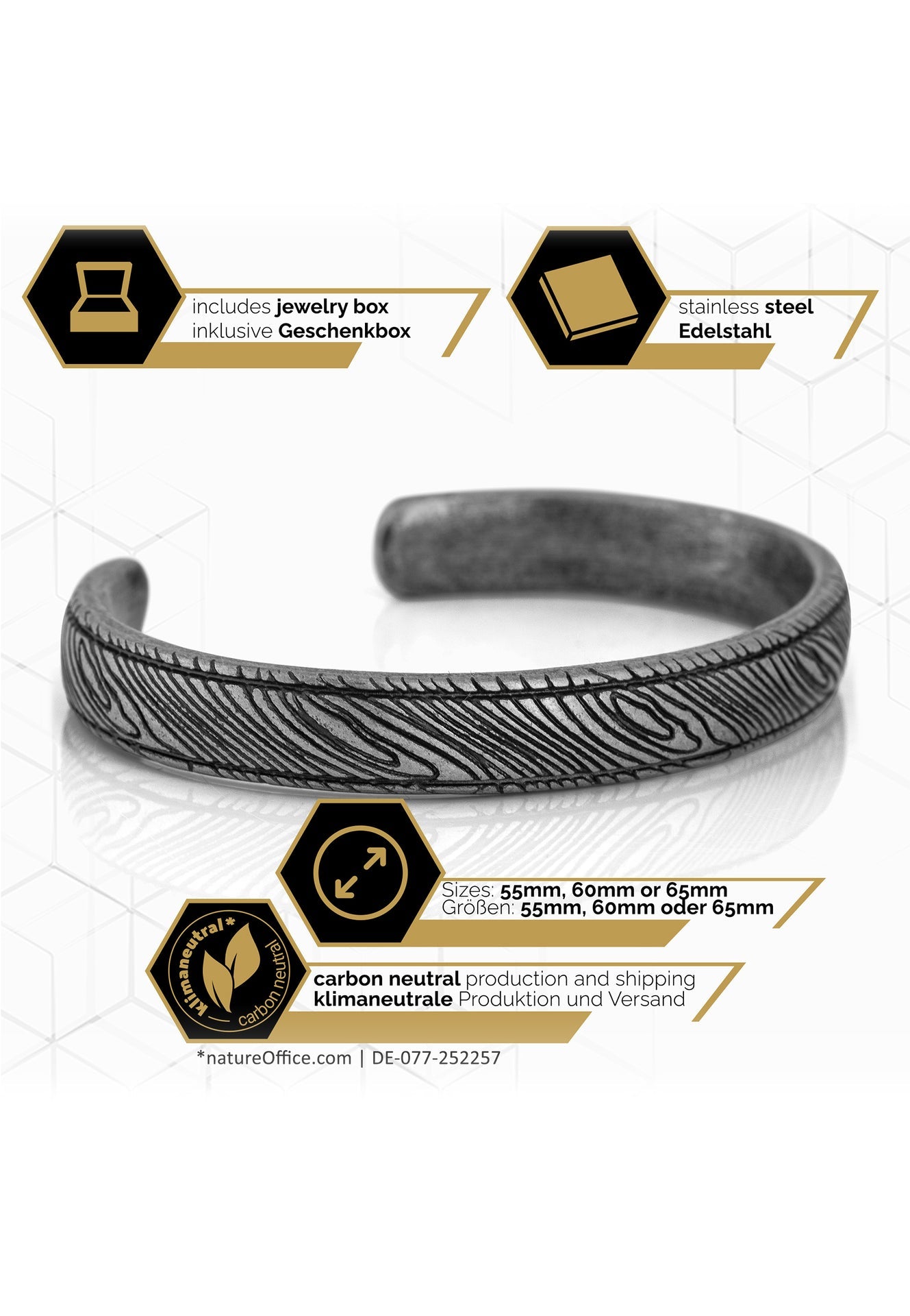 Akitsune-Orbis-Bangle-Damascus-Style-Bracelet-Antique-Silver-Specs