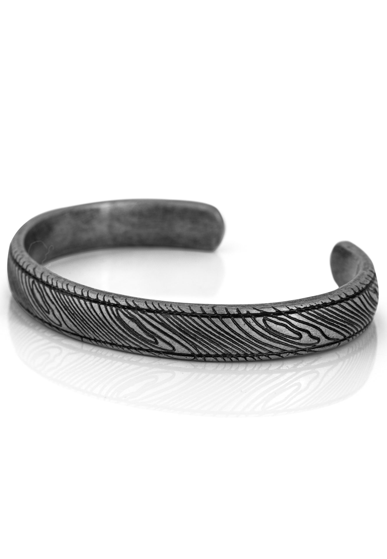 Akitsune-Orbis-Bangle-Damascus-Style-Bracelet-Antique-Silver