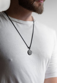 Akitsune-Orbis-Pendant-Necklace-Matte-Black-Damscus-Earth-Model-2