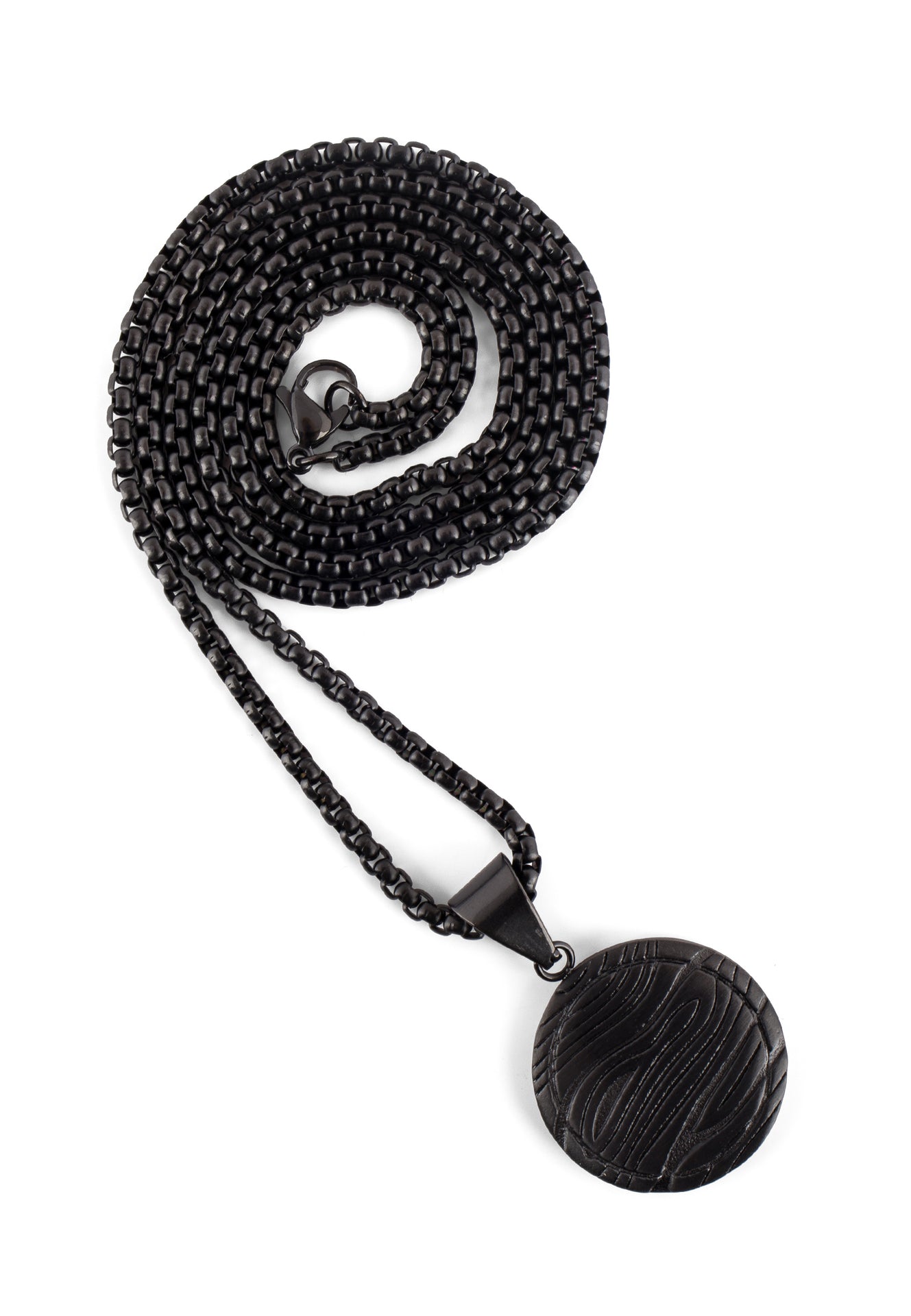 Akitsune-Orbis-Pendant-Necklace-Matte-Black-Damscus-Full-2