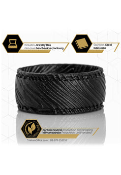 Akitsune-Orbis-Ring-Matte-Black-Damaask-Steel-Specs