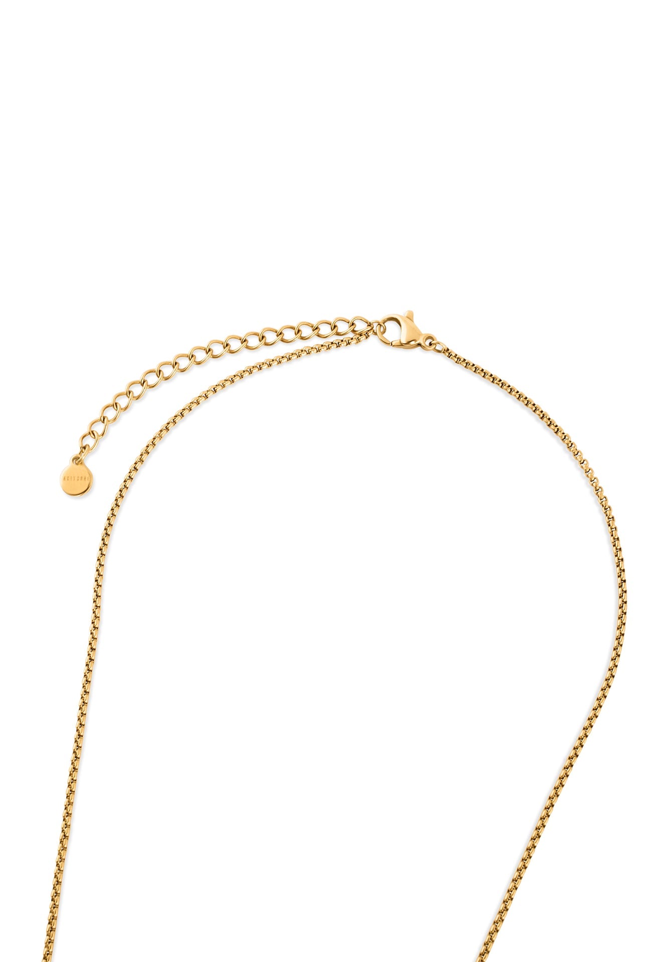Gold necklace on a white background