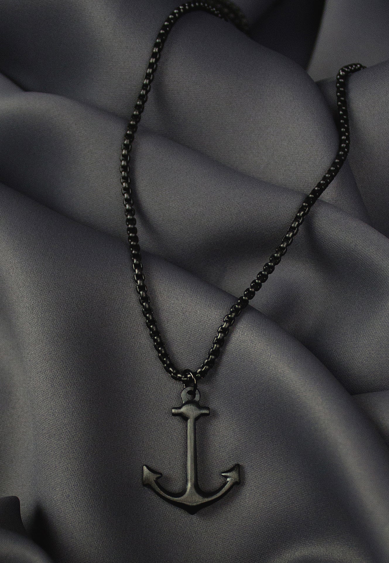 Akitsune-Portus-Anchor-Necklace-Pendant-Chain-Matte-Black