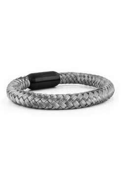 Akitsune-Portus-Nautical-Rope-Bracelet-Matte-Black-Gray-Front-4