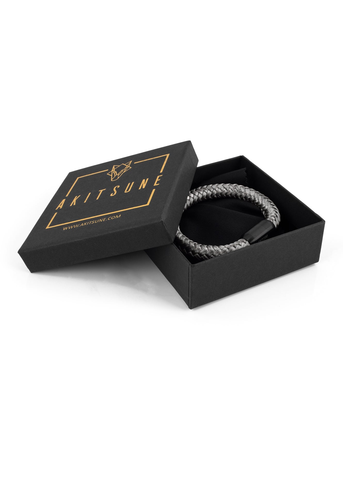 Akitsune-Portus-Nautical-Rope-Bracelet-Matte-Black-Gray-Front-5