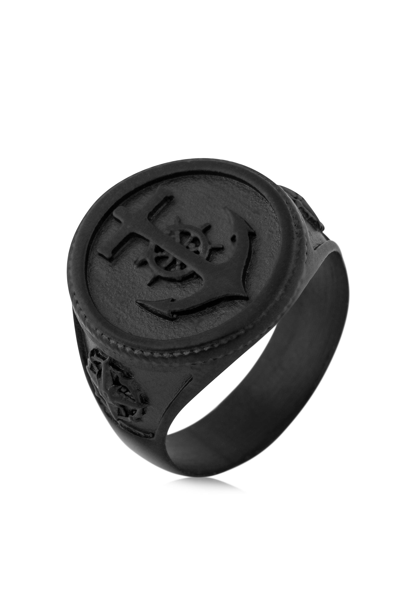 Akitsune-Portus-Ring-Nautical-Anchor-Ships-Wheel-Compass-Sail-Matte-Black-Up-2