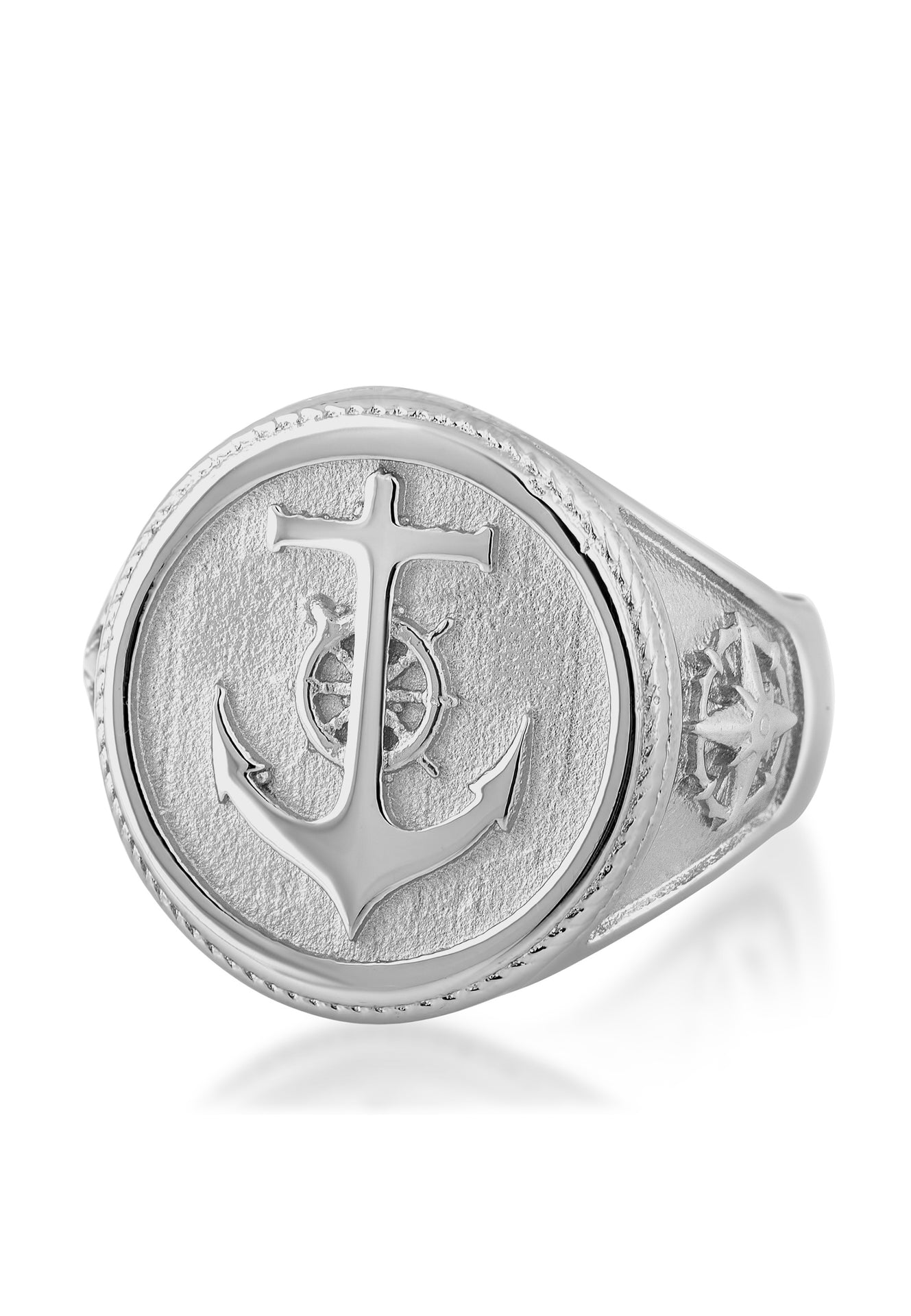 Akitsune-Portus-Ring-Nautical-Anchor-Ships-Wheel-Compass-Sail-Silver-Flat