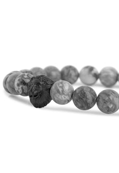 Akitsune-Regis-Beaded-Bracelet-Mens-Beads-Lion-Map-Stone-Grey-Detail