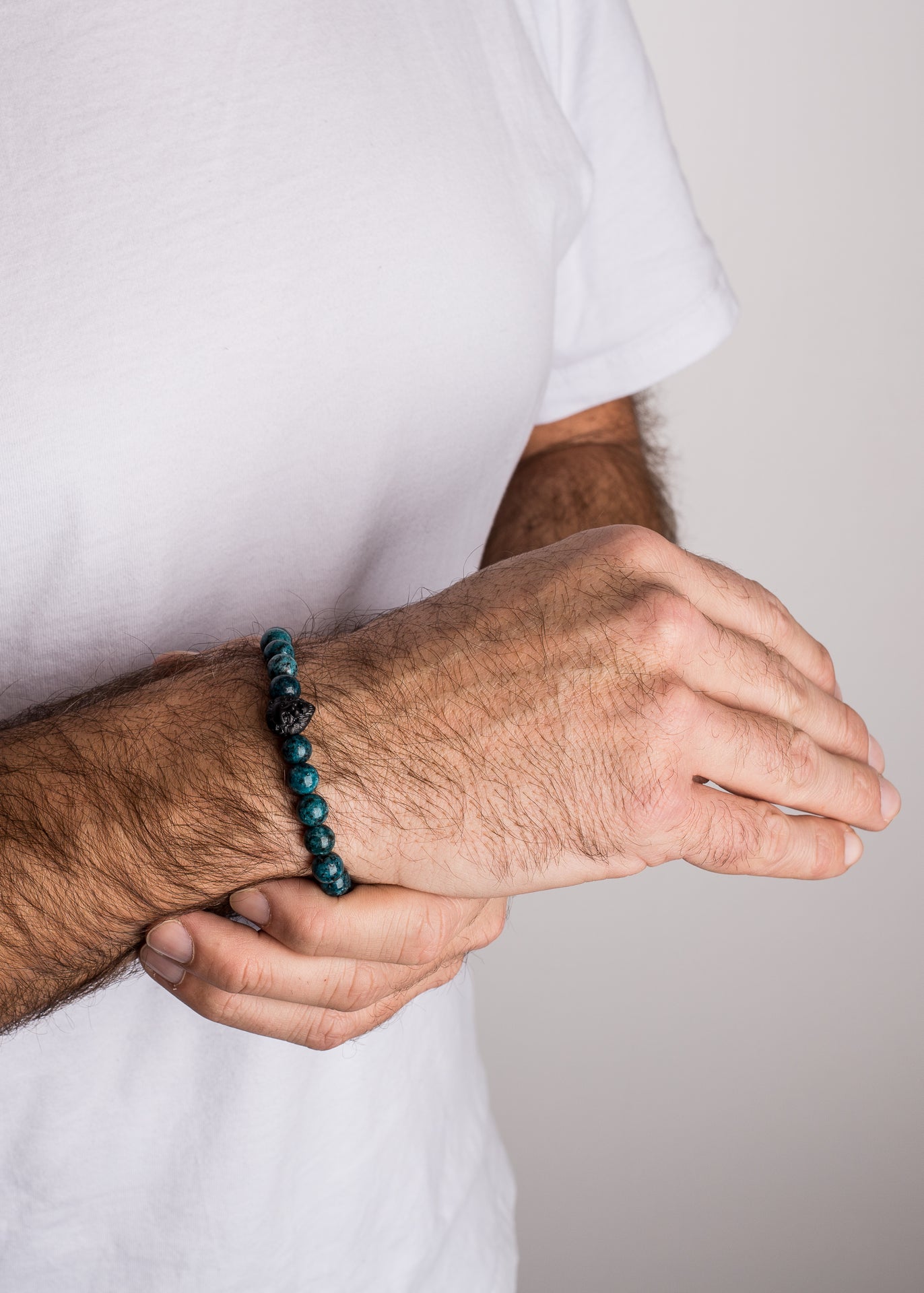 Akitsune-Regis-Beaded-Bracelet-Mens-Beads-Lion-Marble-Blue-1