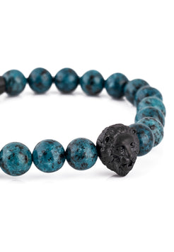 Akitsune-Regis-Beaded-Bracelet-Mens-Beads-Lion-Marble-Blue-Head-Detail-Close