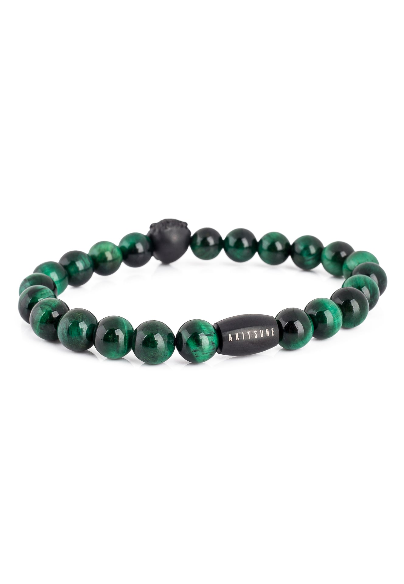 Akitsune-Regis-Beaded-Bracelet-Mens-Beads-Lion-Tiger-Eye-Green-Pearl-Detail