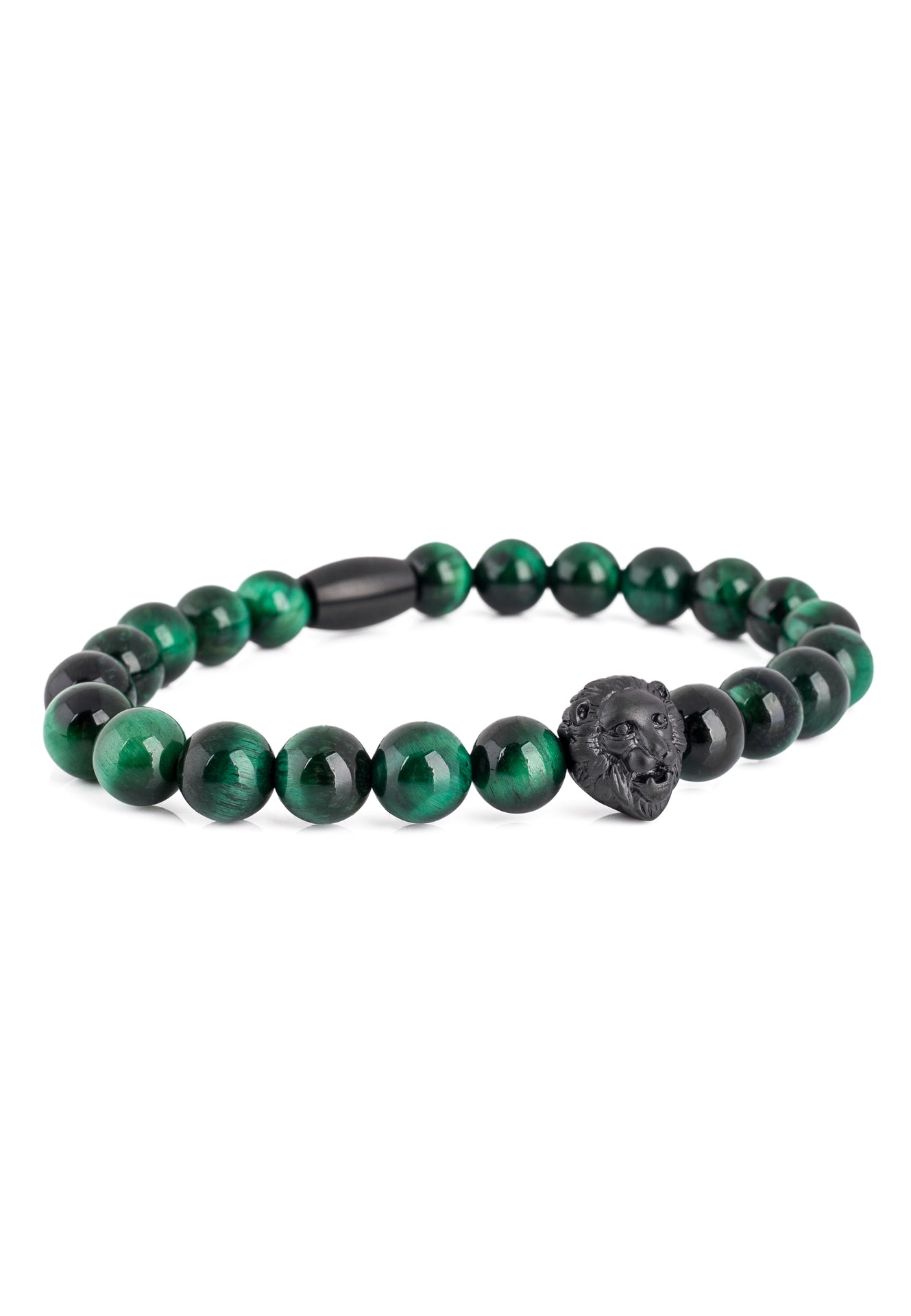 Akitsune-Regis-Beaded-Bracelet-Mens-Beads-Lion-Tiger-Eye-Green