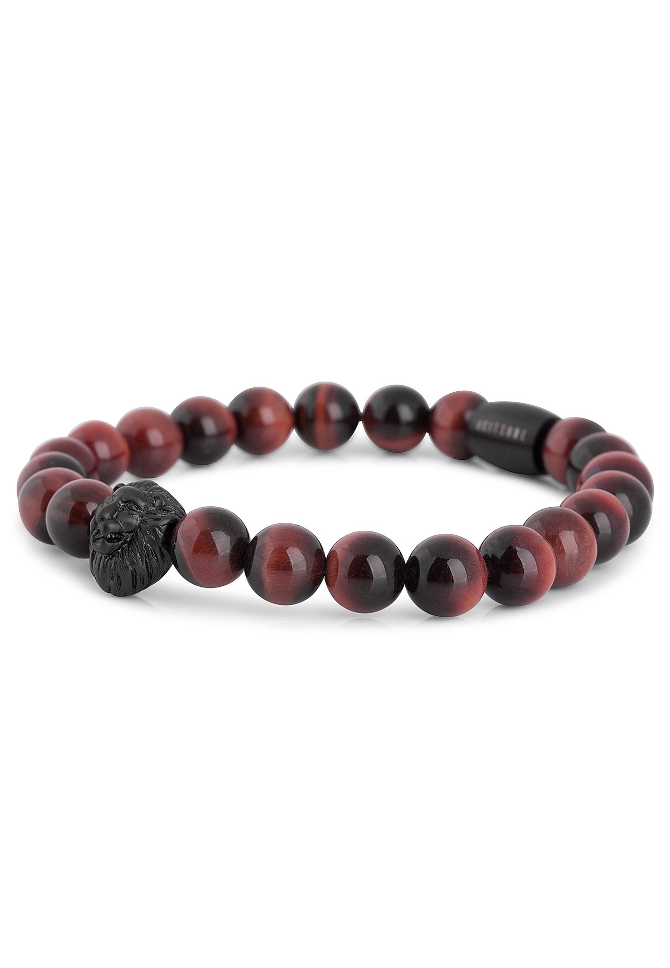 Akitsune-Regis-Beaded-Bracelet-Mens-Beads-Lion-Tiger-Eye-Red-Side