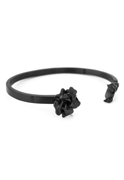 Akitsune-Rosa-Bangle-Bracelet-Matte-Black-Floral-Slim-4