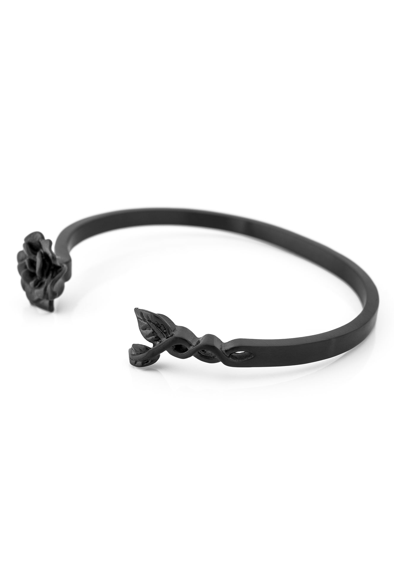 Akitsune-Rosa-Bangle-Bracelet-Matte-Black-Floral-Slim-5