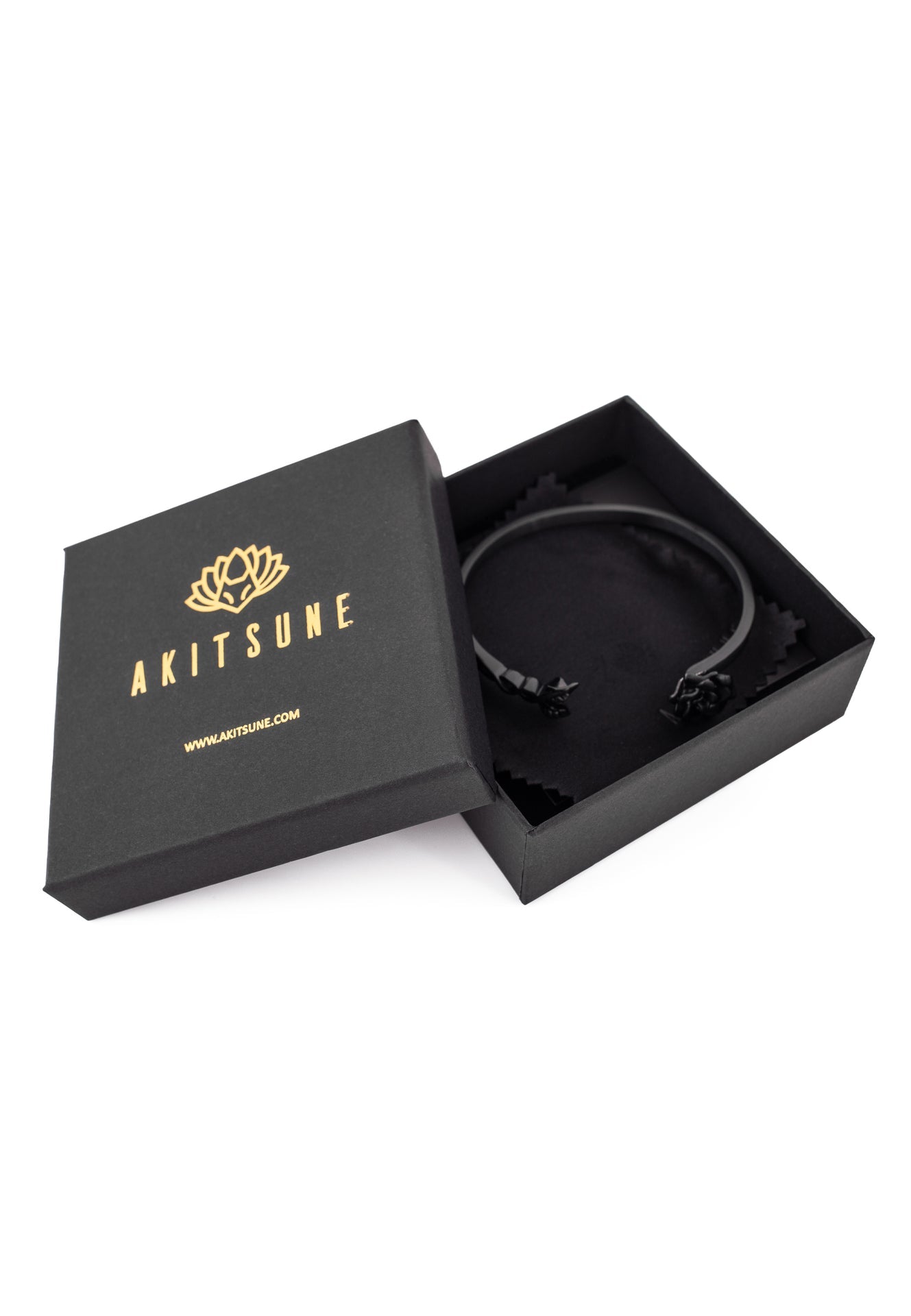 Akitsune-Rosa-Bangle-Bracelet-Matte-Black-Floral-Slim-9