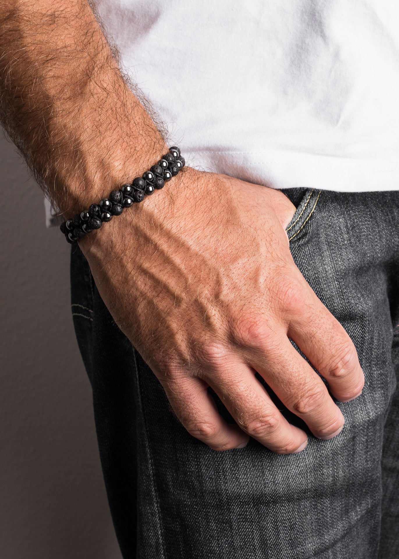 Akitsune-Sensei-Beaded-Bracelet-Hematite-Lava-stone-Model-3