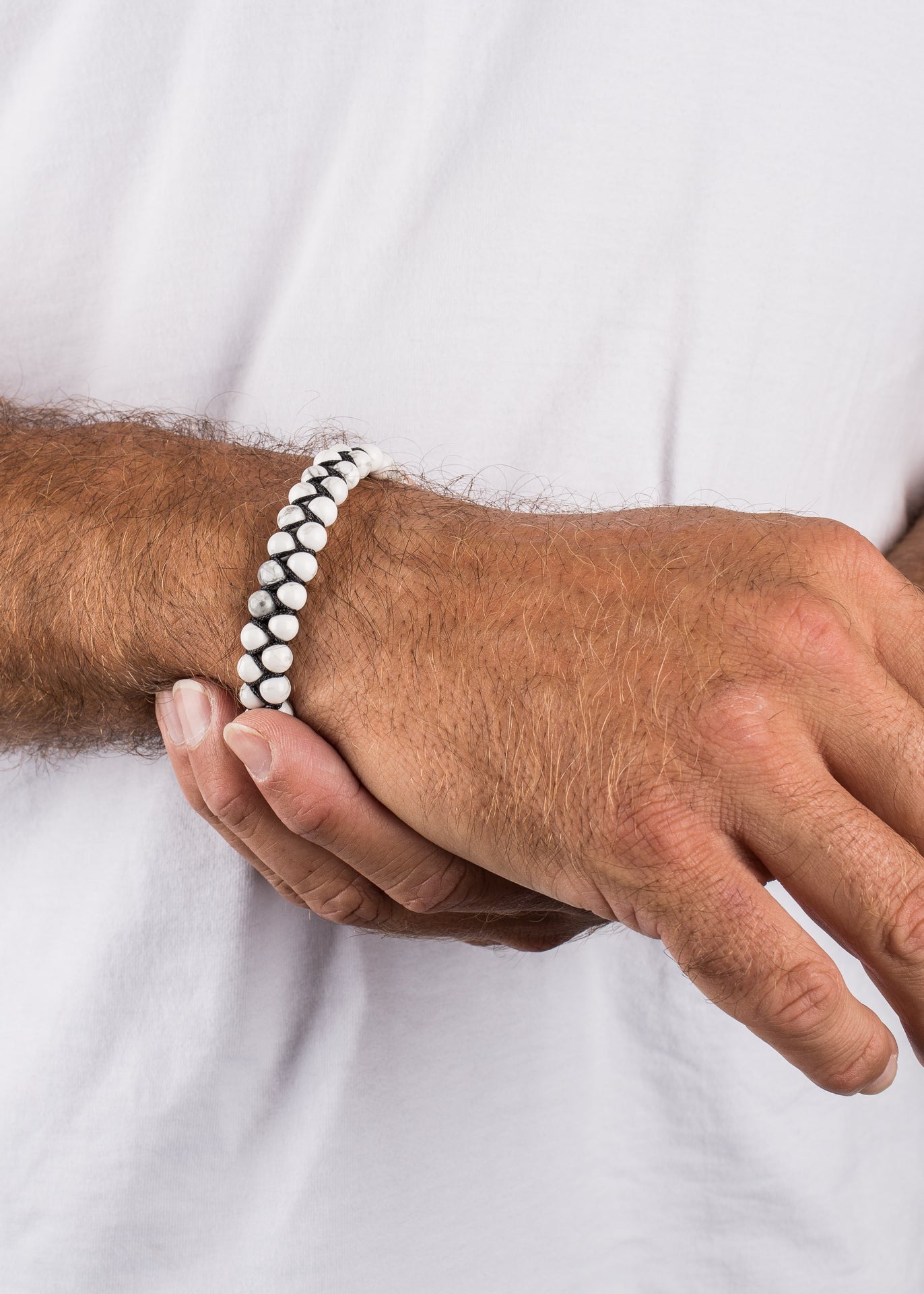 Akitsune-Sensei-Beaded-Bracelet-Marble-White-Model-2