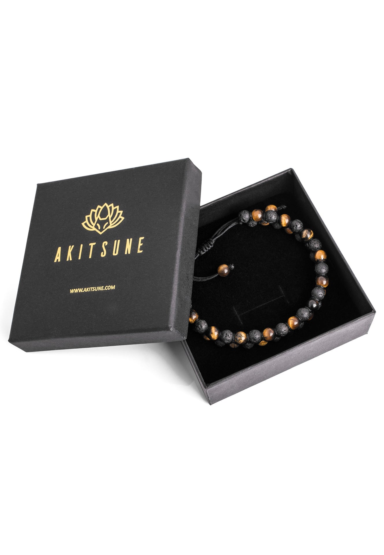 Akitsune-Sensei-Beaded-Bracelet-Tiger-Eye-Yellow-Lava-stone-Gift-Box