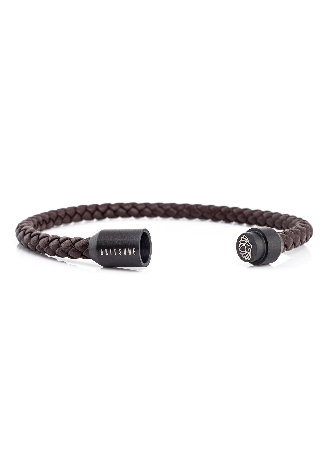 Akitsune-Silva-Leather-Bracelet-Black-Brown-Open