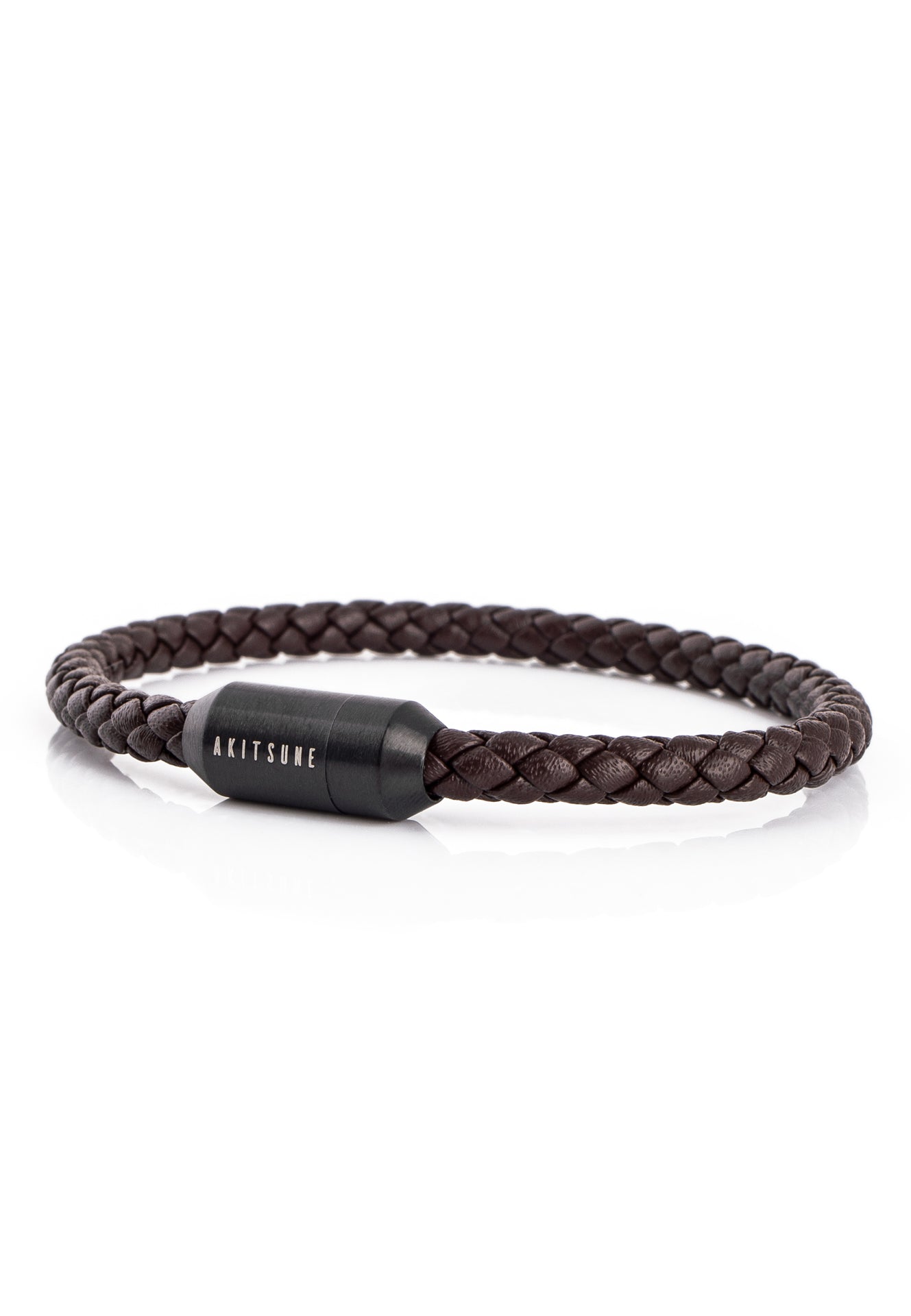 Akitsune-Silva-Leather-Bracelet-Black-Brown-Side