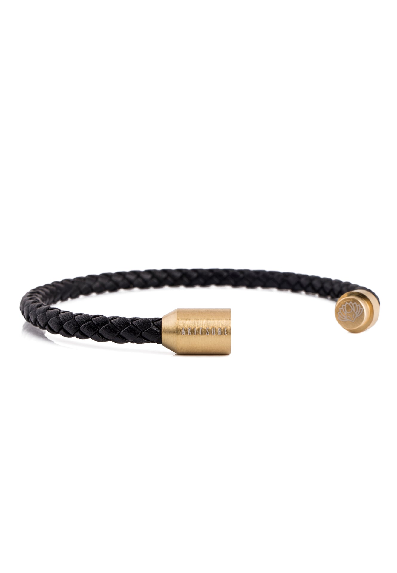 Akitsune-Silva-Leather-Bracelet-Gold-Black