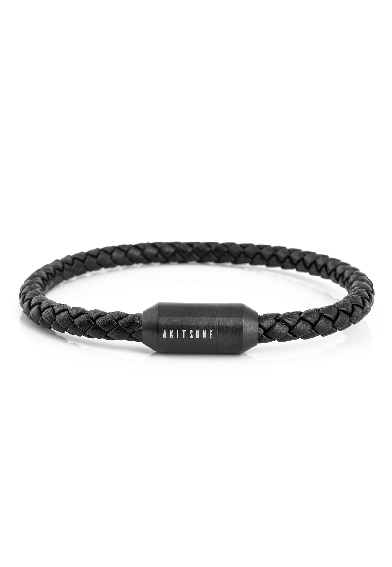 Akitsune-Silva-Leather-Bracelet-Matte-Black-Black