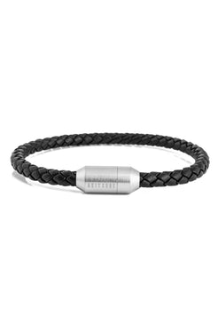 Akitsune-Silva-Leather-Bracelet-Silver-Black
