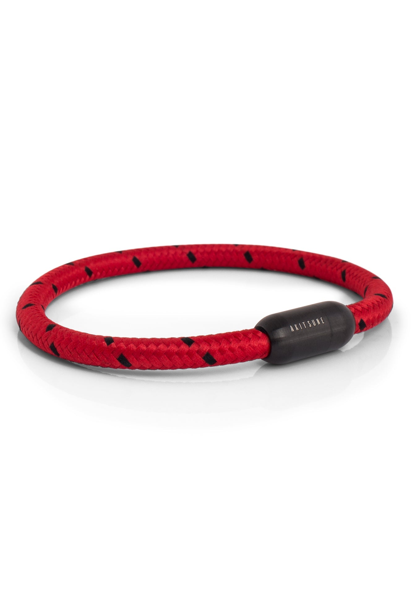 Akitsune-Silva-Nylon-Bracelet-Matte-Black-Red-Black-Side