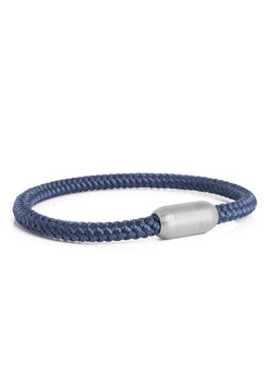 Akitsune-Silva-Nylon-Bracelet-Matte-Silver-Navyblue-Side