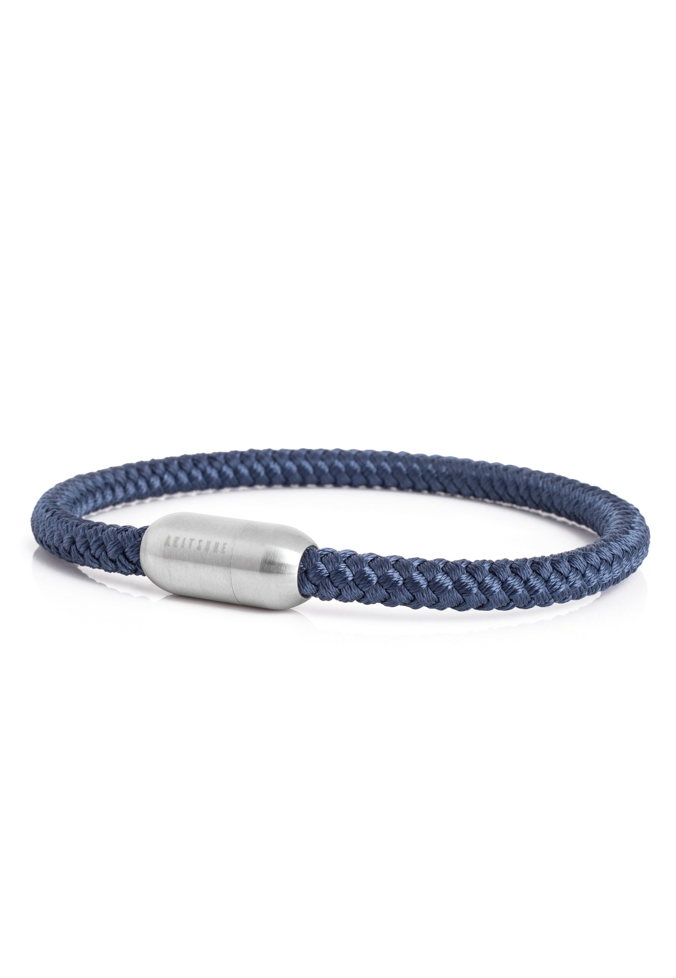 Akitsune-Silva-Nylon-Bracelet-Matte-Silver-Navyblue