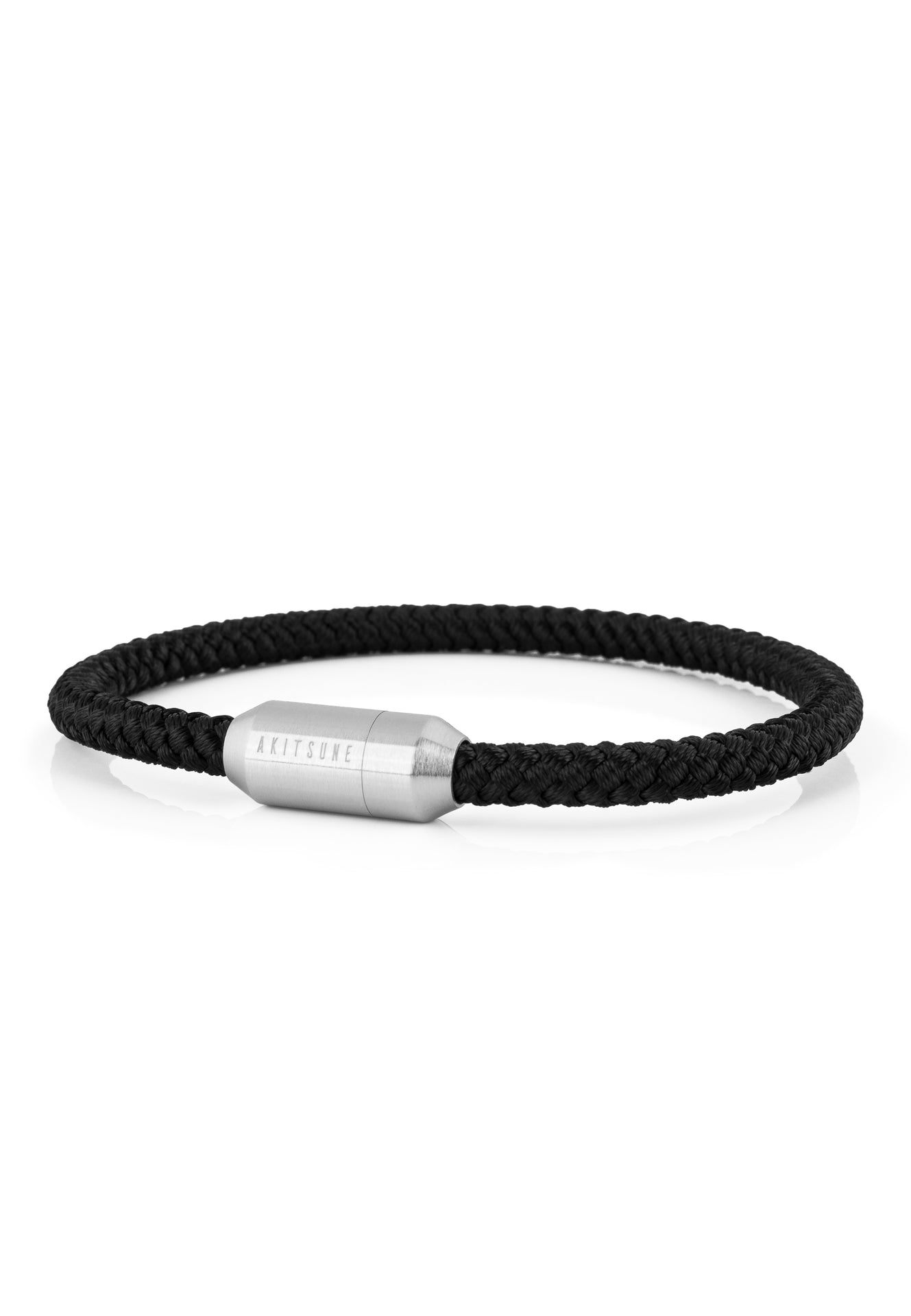 Akitsune-Silva-Nylon-Bracelet-Silver-Black-Side