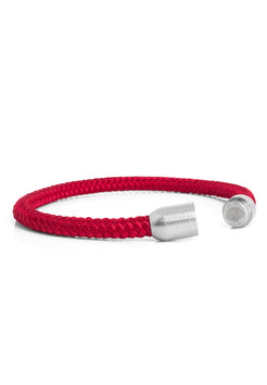 Akitsune-Silva-Nylon-Bracelet-Silver-Burgundy-Open