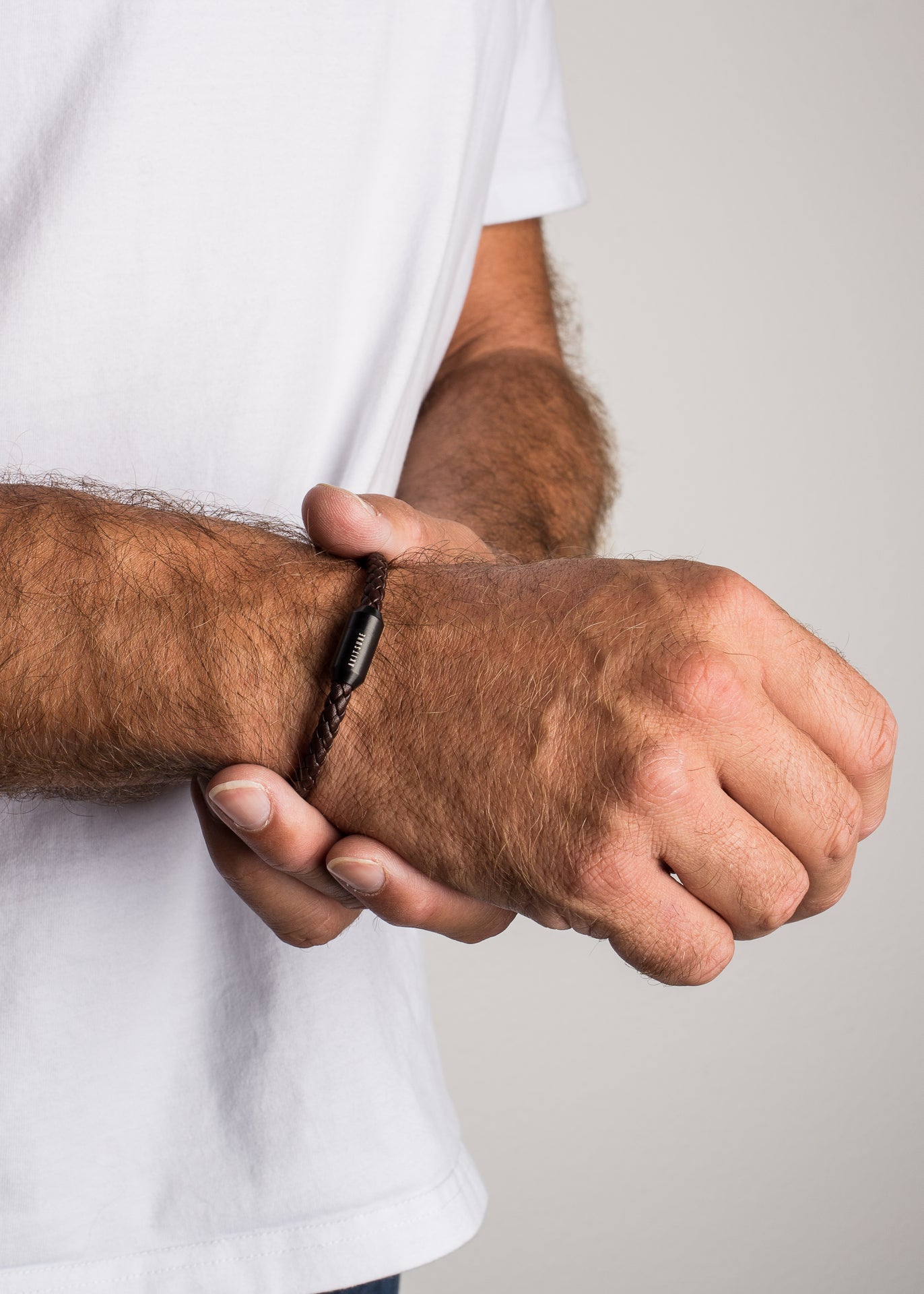 Akitsune-Silvus-Leather-Bracelet-Matte-Black-Brown-2