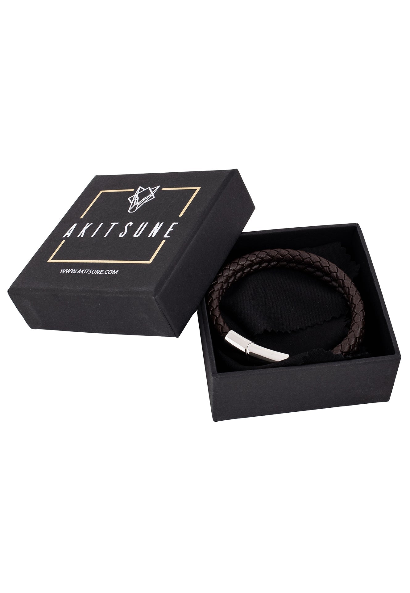 Akitsune-Simplicitas-Bracelet-Silver-Brown-Box-Packaging-Flat