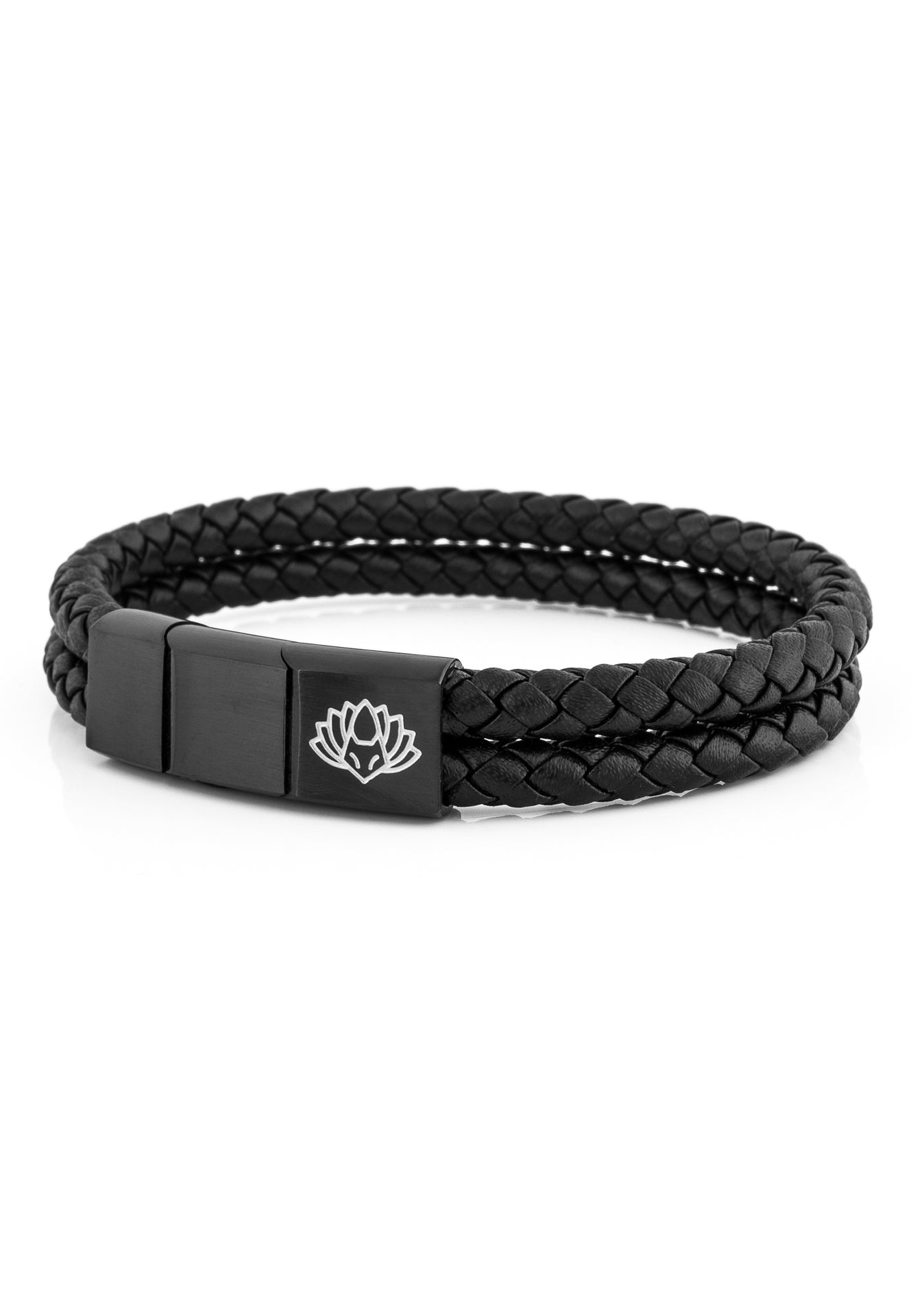 Akitsune-Simplicitas-Leather-Bracelet-Black-Black-Magnetic-2