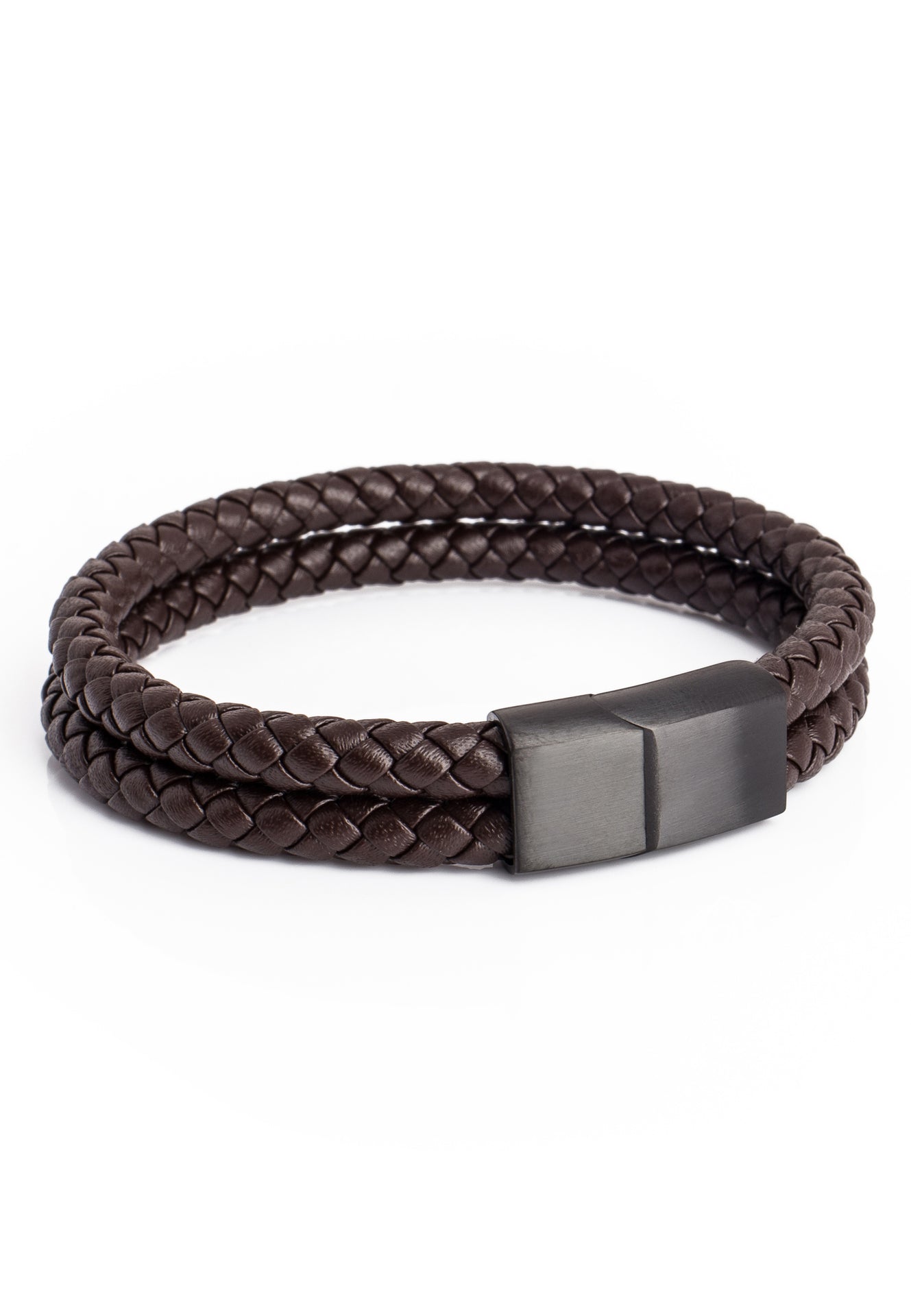 Akitsune-Simplicitas-Leather-Bracelet-Matte-Black-Mens-Magnetic
